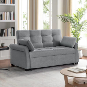 Serta Sabrina 73" Queen Rolled Arm Tufted Back Convertible Sleeper Sofa with Cushions