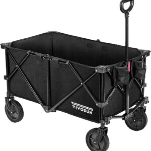 VIVOSUN Heavy Duty Collapsible Folding Wagon Utility Outdoor Camping Garden Cart, Black
